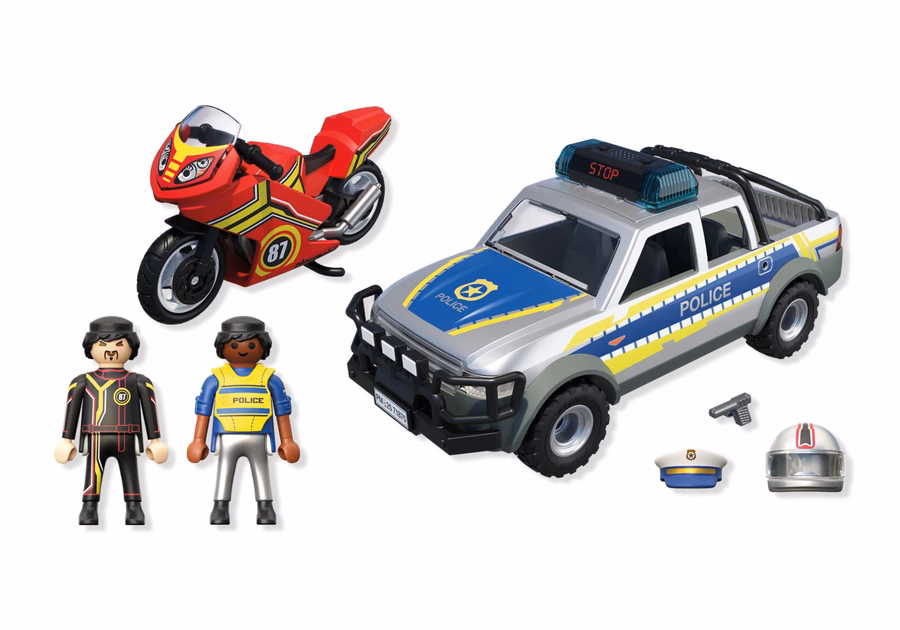 Verfolgungsjagd der Polizei mit Pick-up-Truck